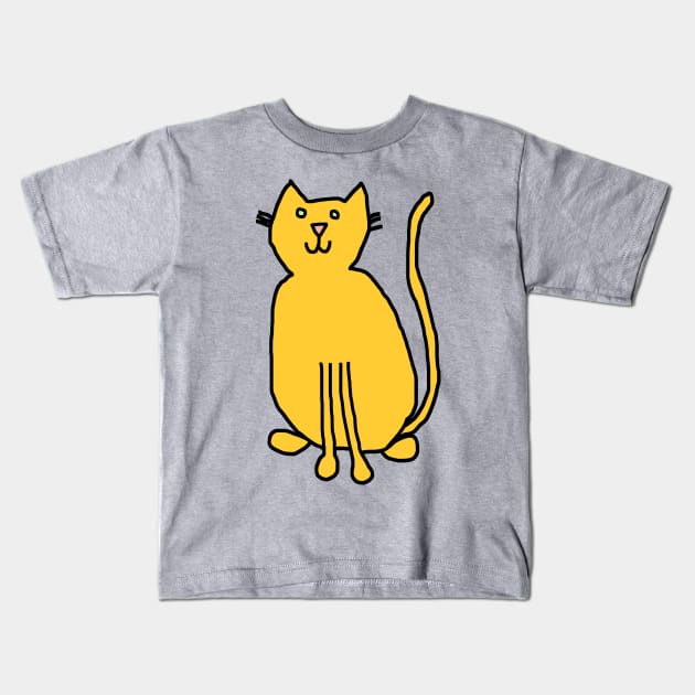 Yellow Cat Kids T-Shirt by ellenhenryart